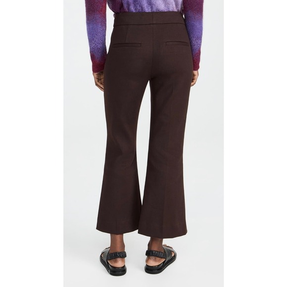 VINCE Slim Flared Pants Womens 0 Hickory Darl Brown Cropped Mid Rise Stretch NWT - Picture 3 of 16